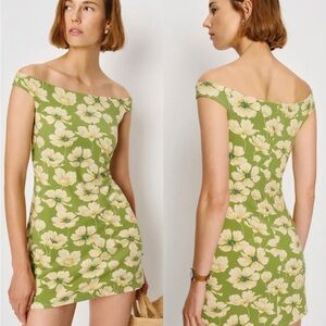 NWT Reformation Lia Knit Dress Off Shoulder Mini Women’s Size XL
